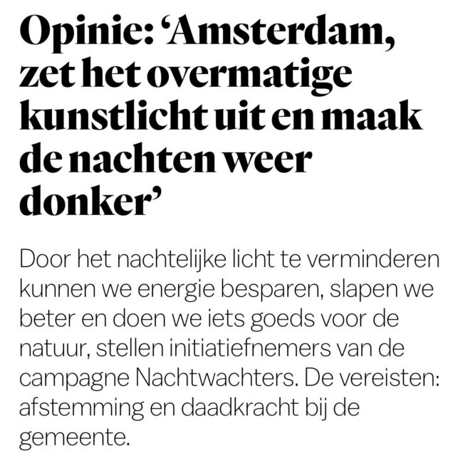 Lichtvervuiling Amsterdam opinie